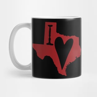 Red I Heart Texas, I Love Texas Mug